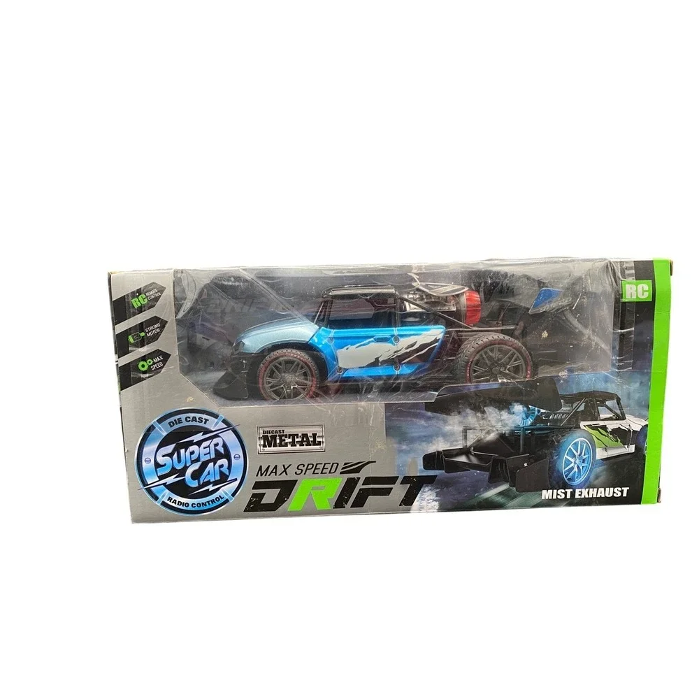 Super Car Die Cast Metal RC Drift Car Blue Mist Exhaust High Speed 279-7066 NEW